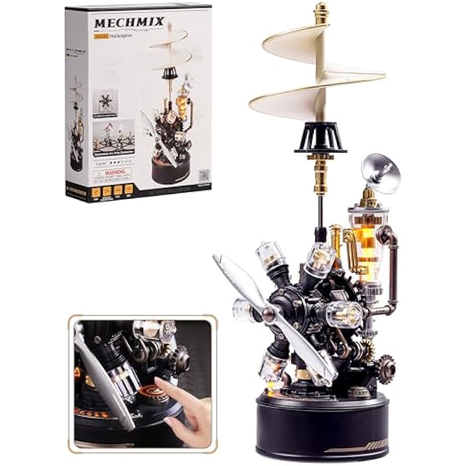 3D PUZZLE HELICOPTER - DIY MECHANICAL MODEL KIT WITH LIGHTS & MOVEMENT, ENGINEERING PVC MODEL, STEM GIFT FOR COLLECTORS & LOVERS, CGL01 - Image 1